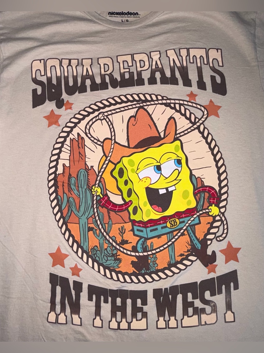 Nickelodeon SpongeBob SquarePants Tan Western Graphic Tee - Large